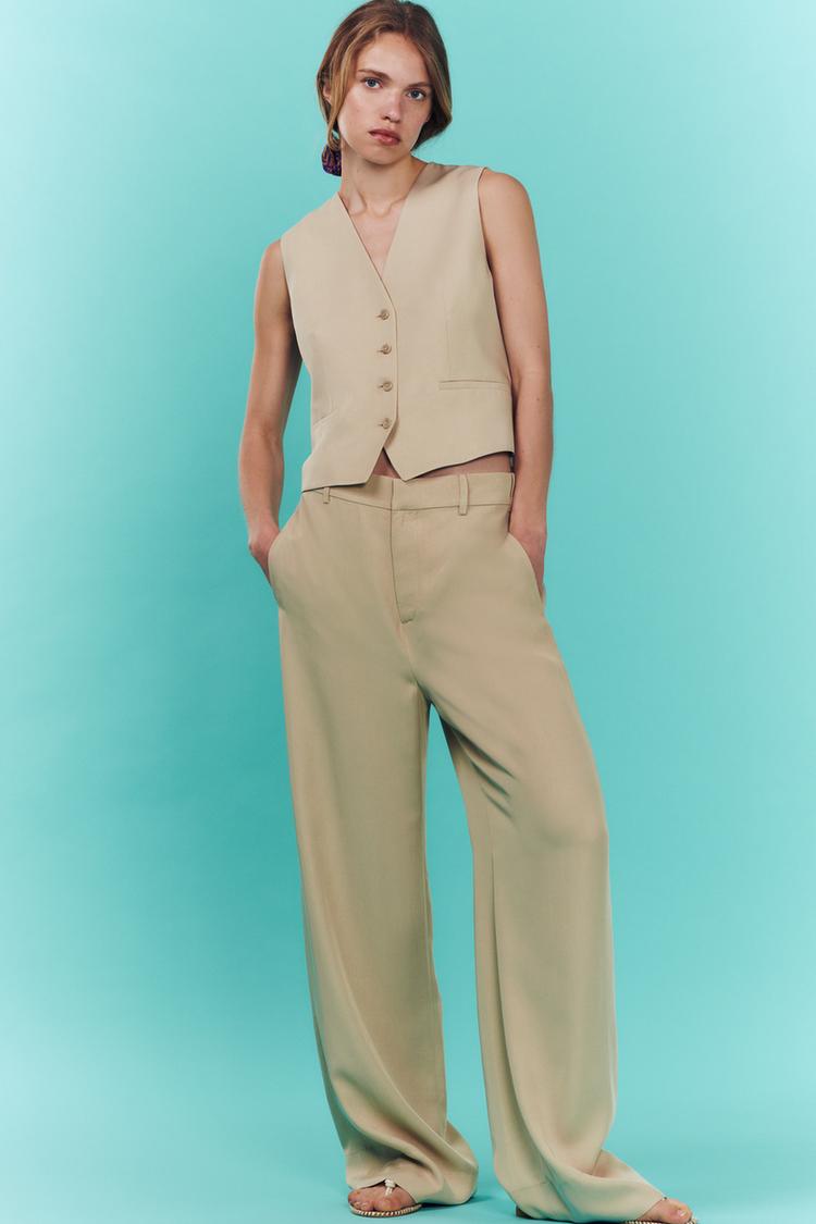 WIDE FLOWY PANTS - Beige | ZARA United States